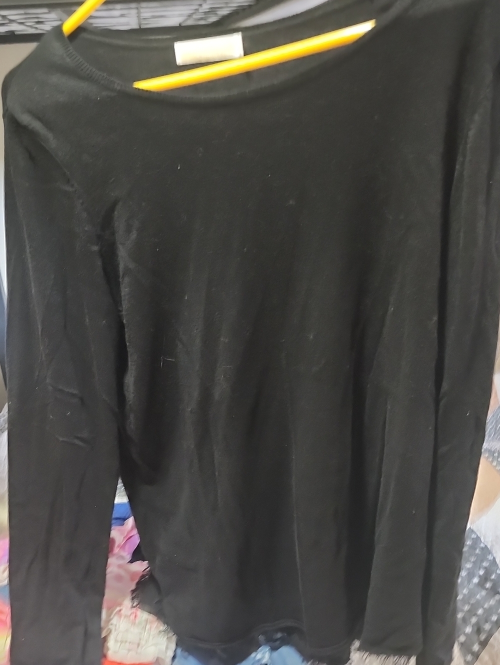 Christina Black Long Sleeve Crewneck Top